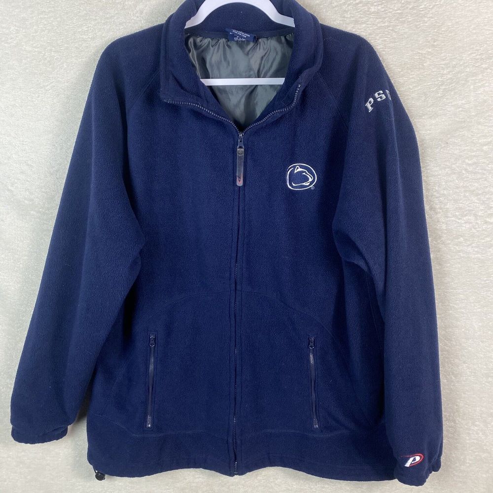 Vintage Pro Player PENN STATE Fleece Zip Up Jacket Size Large Embroidered Logo